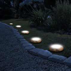   LED-es leszúrható szolár lámpa - köves - melegfehér - 12 x 12 x 2,5 (+11) cm