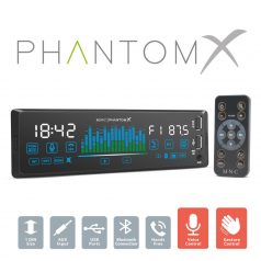   Fejegység "PhantomX" - 1 DIN - 4 x 50 W - gesztusvezérlés - BT - MP3 - AUX - USB