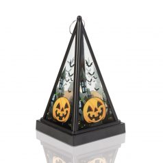   Halloween-i LED lámpás - tök - melegfehér - fekete - 9,5 x 9,5 x 17 cm - 2 x AAA