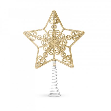 Karácsonyfa csúcsdísz - csillag alakú - 20 x 15 cm - arany