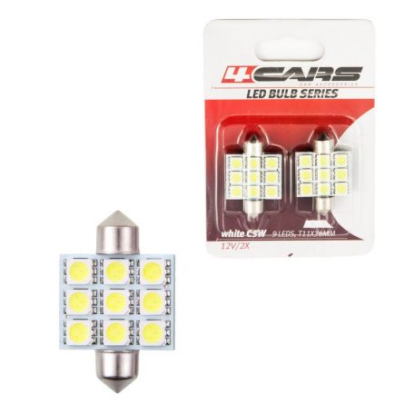 Izzó 9LED 12V FESTOON 5050SMD T11x36 mm, 2 db - 92490