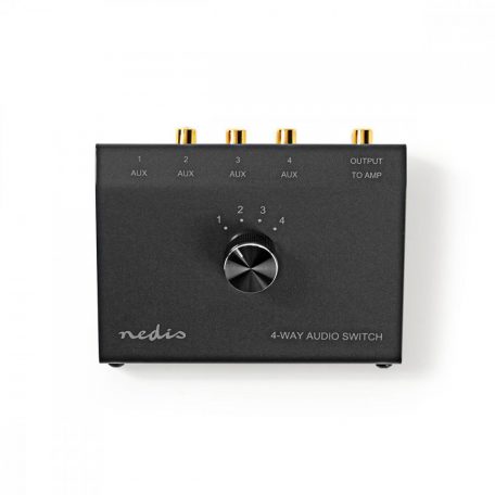 Analóg Audio Kapcsoló | 4-Port port(s) | Csatlakozó bemenet: 1x 3.5 mm / 3x (2x RCA Aljzat) | Csatlakozó kimenet: 1x (2x RCA Aljzat) | Kézikönyv | Fém | Fekete