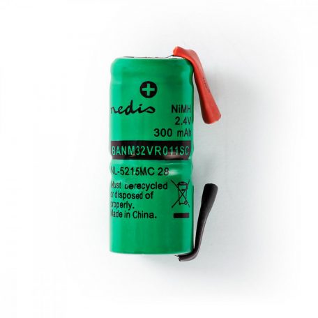 Ni-MH Akkumulátor | 2.4 V DC | Újratölthető | 300 mAh | Előre töltött | 1-Polybag | N/A | Forrasztó Lapok | Zöld