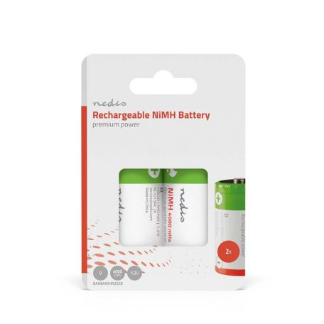 Ni-MH akkumulátor D | 1.2 V DC | 4000 mAh | Előre töltött | 2 - Buborékfólia | HR20 | Piros / Zöld