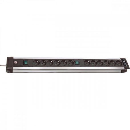 Extension socket Premium-Alu-Line 12-Aljzat 3.00 m Aluminium/Fekete - Védőérintkező TYPE F