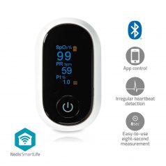   SmartLife Pulzoksziméter | Bluetooth | OLED Kijelző | Auditív riasztás / Mozgásgátló interferencia / Nagy pontosságú érzékelő / Oxigéntelítettség (SpO2) / Perfúziós index / Pulzusszám | Fehér