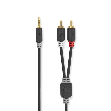 Sztereó audiokábel | 3.5 mm Dugasz | 2x RCA Dugasz | Aranyozott | 1.00 m | Kerek | Antracit | Doboz