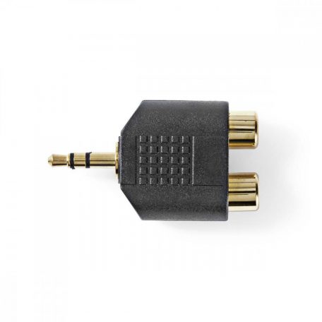 Sztereó audio adapter | 3.5 mm Dugasz | 2x RCA Aljzat | Aranyozott | Egyenes | ABS | Antracit | 1 db | Doboz