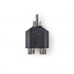   Mélynyomó adapter | RCA Dugasz | 2x RCA Aljzat | Nikkelezett | Egyenes | ABS | Fekete | 1 db | Doboz