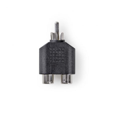 Mélynyomó adapter | RCA Dugasz | 2x RCA Aljzat | Nikkelezett | Egyenes | ABS | Fekete | 1 db | Doboz