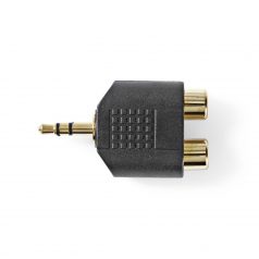   Sztereó audio adapter | 3.5 mm Dugasz | 2x RCA Aljzat | Aranyozott | Egyenes | ABS | Fekete | 10 db | Boríték