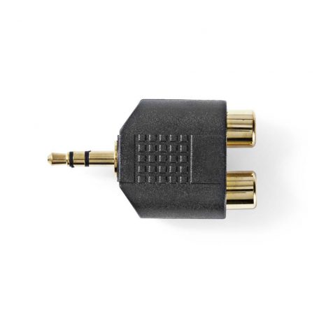 Sztereó audio adapter | 3.5 mm Dugasz | 2x RCA Aljzat | Aranyozott | Egyenes | ABS | Fekete | 10 db | Boríték