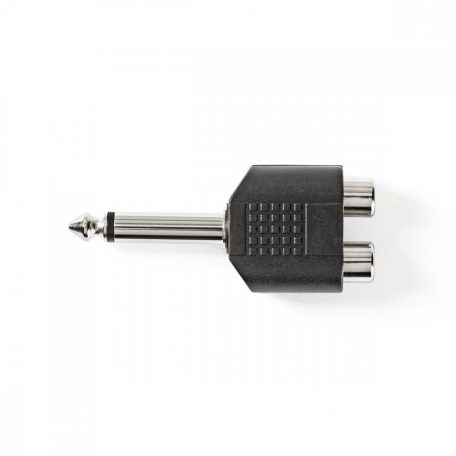 Sztereó audio adapter | 6.35 mm Dugasz | 2x RCA Aljzat | Nikkelezett | Egyenes | ABS | Fekete | 10 db | Műanyag Zacskó