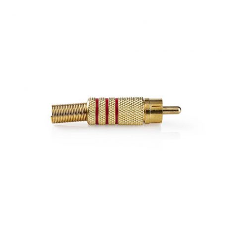 RCA csatlakozó | Egyenes | Dugasz | Aranyozott | Forrasztó | Bemenő kábel átmérő: 7.0 mm | Fém | Piros | 10 db | Boríték