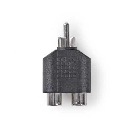 Mélynyomó adapter | RCA Dugasz | 2x RCA Aljzat | Nikkelezett | Egyenes | ABS | Fekete | 10 db | Műanyag Zacskó