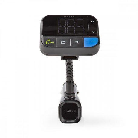 Car Audio FM Transmitter | Hattyúnyak | Kéz nélküli hívás | 1.5 " | LCD Képernyő | Bluetooth® | 5.0 V DC / 1.0 A / 5.0 V DC / 2.4 A | Basszus kiemelés | Google Assistant / Siri | Fekete