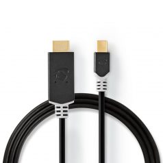   Mini DisplayPort kábel | DisplayPort 1.4 | Mini DisplayPort Dugasz | HDMI™ Csatlakozó | 48 Gbps | Aranyozott | 2.00 m | Kerek | PVC | Antracit | Ablakos Doboz