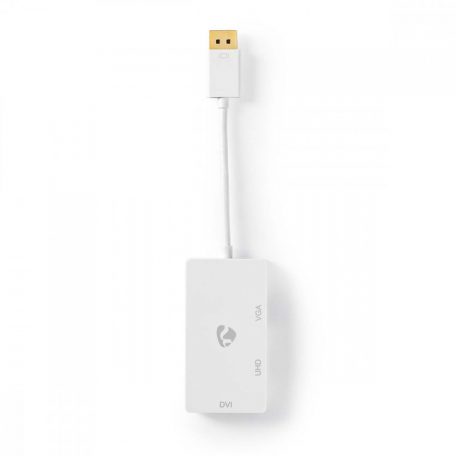 DisplayPort adapter | DisplayPort Dugasz | DVI-D 24+1-Pin Aljzat / HDMI™ Aljzat / VGA Aljzat | 4K@60Hz | Aranyozott | Kapcsolható | 0.20 m | Kerek | ABS | ABS | Fehér | Doboz