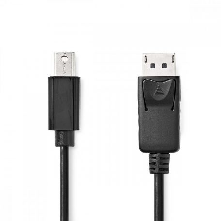 Mini DisplayPort kábel | DisplayPort 1.2 | Mini DisplayPort Dugasz | DisplayPort Dugasz | 21.6 Gbps | Nikkelezett | 2.00 m | Kerek | PVC | Fekete | Buborékfólia