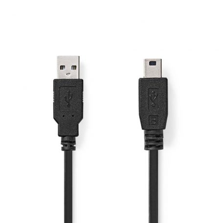 USB kábel | USB 2.0 | USB-A Dugasz | USB Mini-B 5 Érintkezős Dugasz | 480 Mbps | Nikkelezett | 1.00 m | Kerek | PVC | Fekete | Doboz