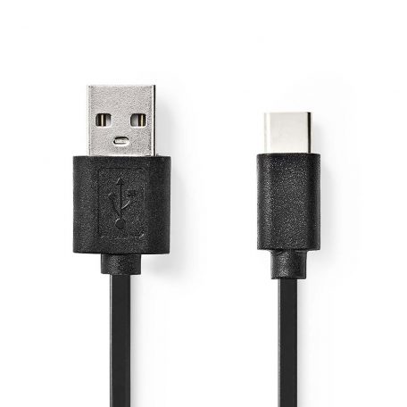 USB kábel | USB 2.0 | USB-A Dugasz | USB-C™ Dugasz | 15 W | 480 Mbps | Nikkelezett | 0.10 m | Kerek | PVC | Fekete | Buborékfólia