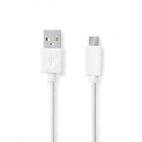 USB kábel | USB 2.0 | USB-A Dugasz | USB-C™ Dugasz | 60 W | 480 Mbps | Nikkelezett | 1.00 m | Kerek | PVC | Fehér | Doboz