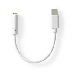   USB-C™ Adapter | USB 2.0 | USB-C™ Dugasz | 3.5 mm Aljzat | 0.10 m | Kerek | Nikkelezett | PVC | Fehér | Doboz