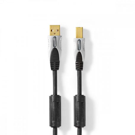 USB kábel | USB 2.0 | USB-A Dugasz | USB-B Dugasz | 2.5 W | 480 Mbps | Aranyozott | 1.80 m | Kerek | PVC | Antracit | Doboz