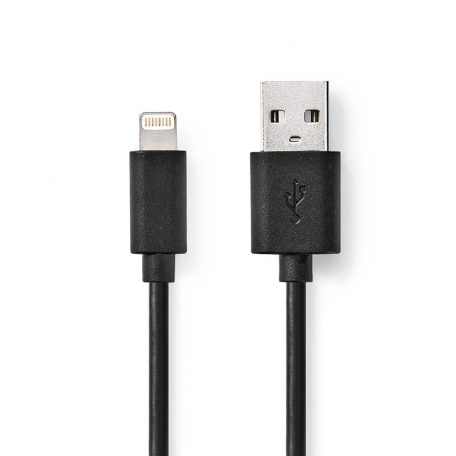 Lightning Kábel | USB 2.0 | Apple Lightning, 8 Pólusú | USB-A Dugasz | 480 Mbps | Nikkelezett | 2.00 m | Kerek | PVC | Fekete | Label