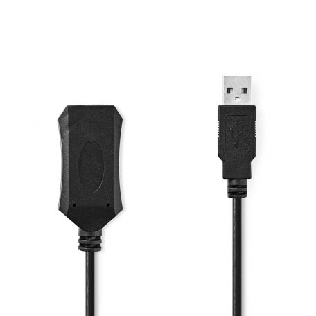 Aktív USB-kábel | USB 2.0 | USB-A Dugasz | USB-A Aljzat | 480 Mbps | 10.0 m | Kerek | Nikkelezett | PVC | Réz | Label