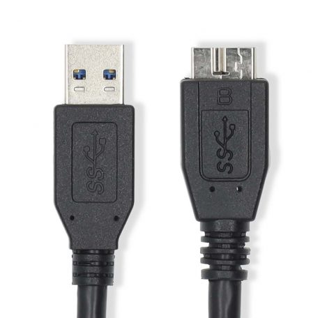 USB kábel | USB 3.2 Gen 1 | USB-A Dugasz | USB Micro-B Dugasz | 5 Gbps | Nikkelezett | 1.00 m | Kerek | PVC | Fekete | Label