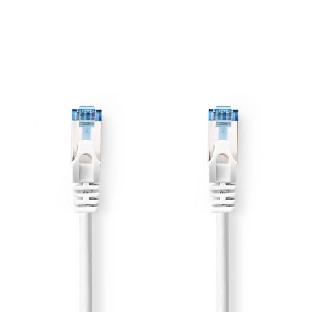 CAT6a hálózati kábel | S/FTP | RJ45 Dugasz | RJ45 Dugasz | 1.00 m | Snagless | Kerek | LSZH | Fehér | Label