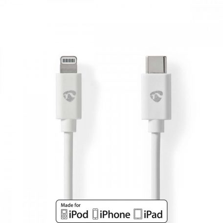 Lightning Kábel | USB 2.0 | Apple Lightning, 8 Pólusú | USB-C™ Dugasz | 480 Mbps | Nikkelezett | 1.00 m | Kerek | PVC | Fehér | Boríték