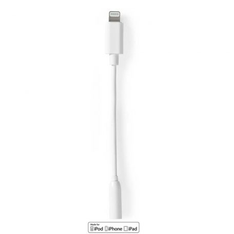 Lightning-Adapter | Apple Lightning, 8 Pólusú | 3.5 mm Aljzat | Nikkelezett | 0.10 m | Kerek | TPE