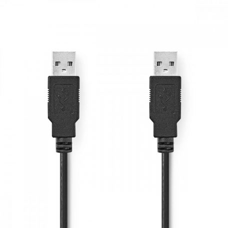 USB kábel | USB 2.0 | USB-A Dugasz | USB-A Dugasz | 480 Mbps | Nikkelezett | 1.00 m | Kerek | PVC | Fekete | Boríték