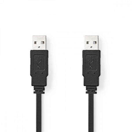 USB kábel | USB 2.0 | USB-A Dugasz | USB-A Dugasz | 480 Mbps | Nikkelezett | 1.00 m | Lapos | PVC | Fekete | Műanyag Zacskó