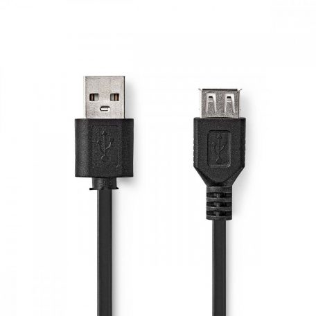 USB kábel | USB 2.0 | USB-A Dugasz | USB-A Aljzat | 480 Mbps | Nikkelezett | 1.00 m | Kerek | PVC | Fekete | Műanyag Zacskó