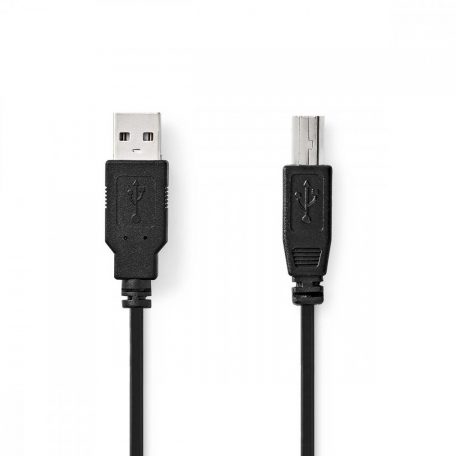 USB kábel | USB 2.0 | USB-A Dugasz | USB-B Dugasz | 10 W | 480 Mbps | Nikkelezett | 0.50 m | Kerek | PVC | Fekete | Műanyag Zacskó