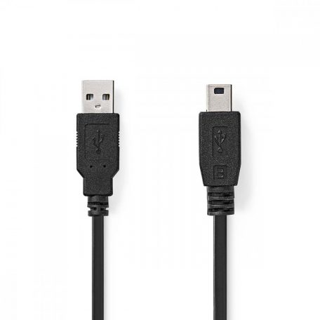 USB kábel | USB 2.0 | USB-A Dugasz | USB Mini-B 5 Érintkezős Dugasz | 480 Mbps | Nikkelezett | 1.00 m | Kerek | PVC | Fekete | Műanyag Zacskó