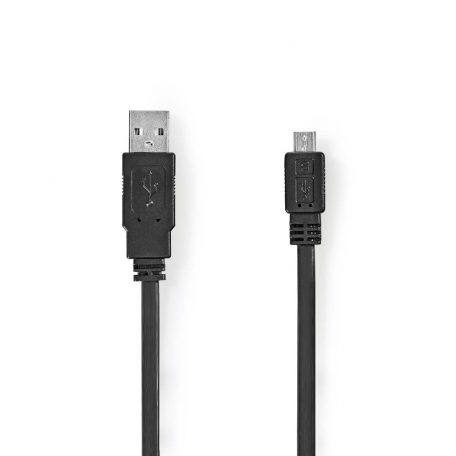 USB kábel | USB 2.0 | USB-A Dugasz | USB Micro-B Dugasz | 480 Mbps | Nikkelezett | 1.00 m | Lapos | PVC | Fekete | Boríték