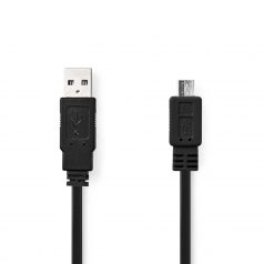   USB kábel | USB 2.0 | USB-A Dugasz | USB Micro-B Dugasz | 480 Mbps | Nikkelezett | 1.00 m | Lapos | PVC | Fekete | Boríték