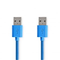   USB kábel | USB 3.2 Gen 1 | USB-A Dugasz | USB-A Dugasz | 5 Gbps | Nikkelezett | 1.00 m | Kerek | PVC | Kék | Boríték