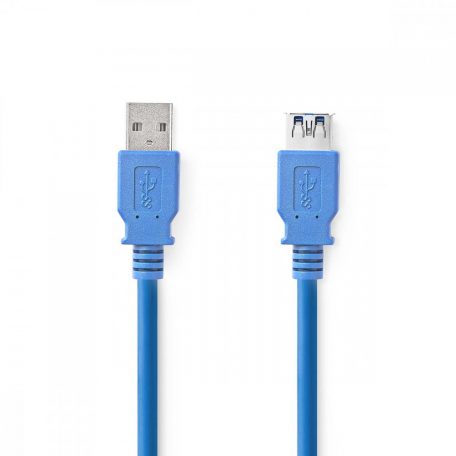 USB kábel | USB 3.2 Gen 1 | USB-A Dugasz | USB-A Aljzat | 5 Gbps | Nikkelezett | 1.00 m | Kerek | PVC | Kék | Műanyag Zacskó