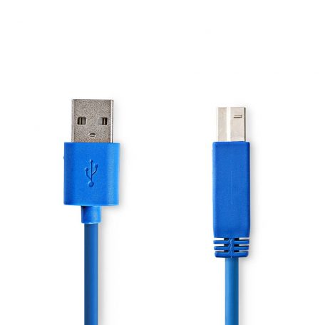 USB kábel | USB 3.2 Gen 1 | USB-A Dugasz | USB-B Dugasz | 5 Gbps | Nikkelezett | 3.00 m | Kerek | PVC | Kék | Boríték