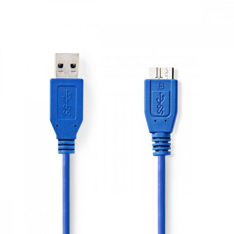 USB kábel | USB 3.2 Gen 1 | USB-A Dugasz | USB Micro-B Dugasz | 5 Gbps | Nikkelezett | 1.00 m | Kerek | PVC | Kék | Boríték