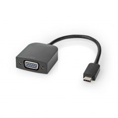   USB-C™ Adapter | USB 3.2 Gen 1 | USB-C™ Dugasz | VGA Aljzat | 1920x1200 | 5 Gbps | 0.20 m | Kerek | Nikkelezett | PVC | Fekete | Műanyag Zacskó