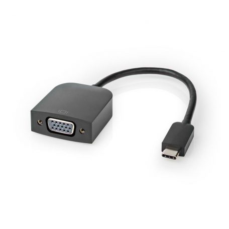 USB-C™ Adapter | USB 3.2 Gen 1 | USB-C™ Dugasz | VGA Aljzat | 1920x1200 | 5 Gbps | 0.20 m | Kerek | Nikkelezett | PVC | Fekete | Műanyag Zacskó