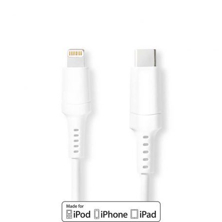 Lightning Kábel | USB 2.0 | Apple Lightning, 8 Pólusú | USB-C™ Dugasz | 480 Mbps | Nikkelezett | 2.00 m | Kerek | PVC | Fehér | Doboz