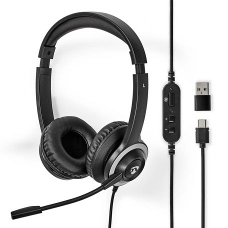 PC headset | Fülre Illeszkedő | Stereo | USB Type-A / USB Type-C™ | Felhajtható Mikrofon | Fekete