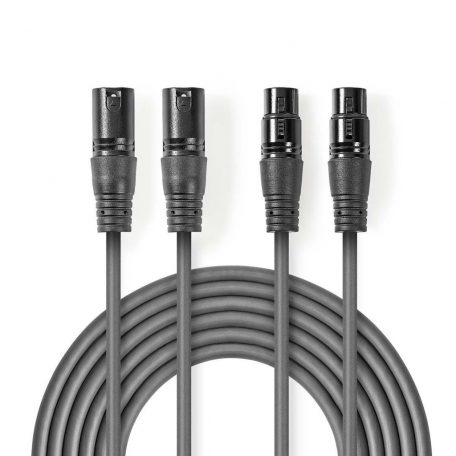 Szimmetrikus Audió Kábel | 2x XLR 3-tűs Dugasz | 2x XLR 3-Pin Aljzat | Nikkelezett | 3.00 m | Kerek | PVC | Sötét Szürke | Kartondoboz